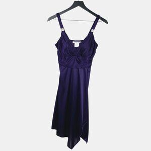 La Belle Dress Babydoll Satin Asymmetrical Women's Purple Sz M Vamp Whimsigoth